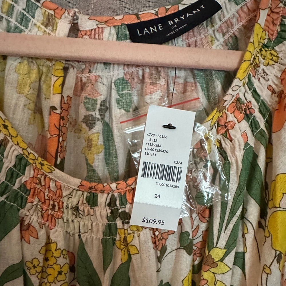 Lane Bryant Smocked-Neck Wide Leg Floral Jumpsuit - Picture 6 of 11